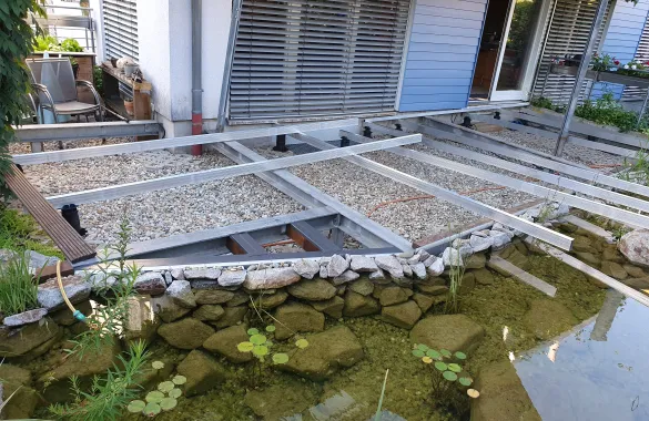 Terrassen Aluminium Unterkonstruktion mit Stellfüßen/Stelzlagern