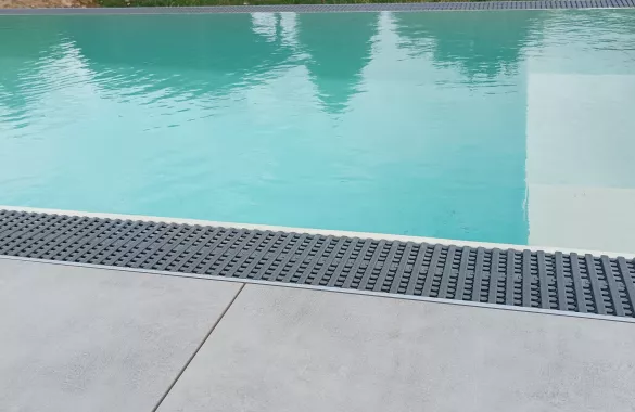Pool mit Terrasse und Steinplatten 